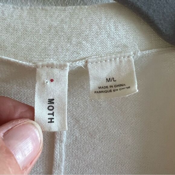 Moth Anthropologie Cotton Cashmere Open Front Cardigan - Picture 4 of 10
